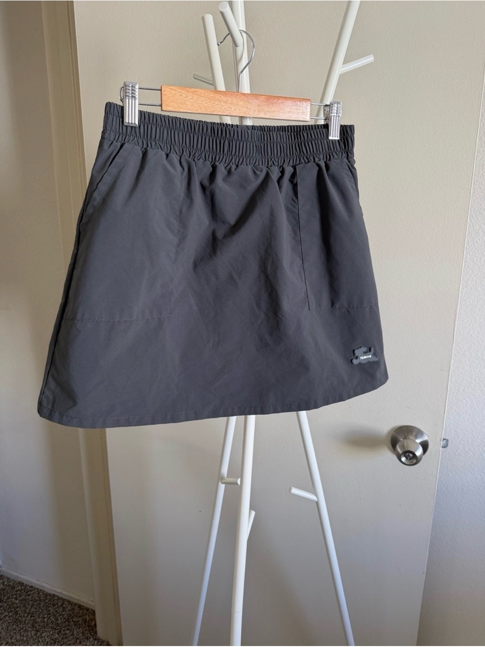 Women’s Mini Skirt in Charcoal Gray with Elastic Waist